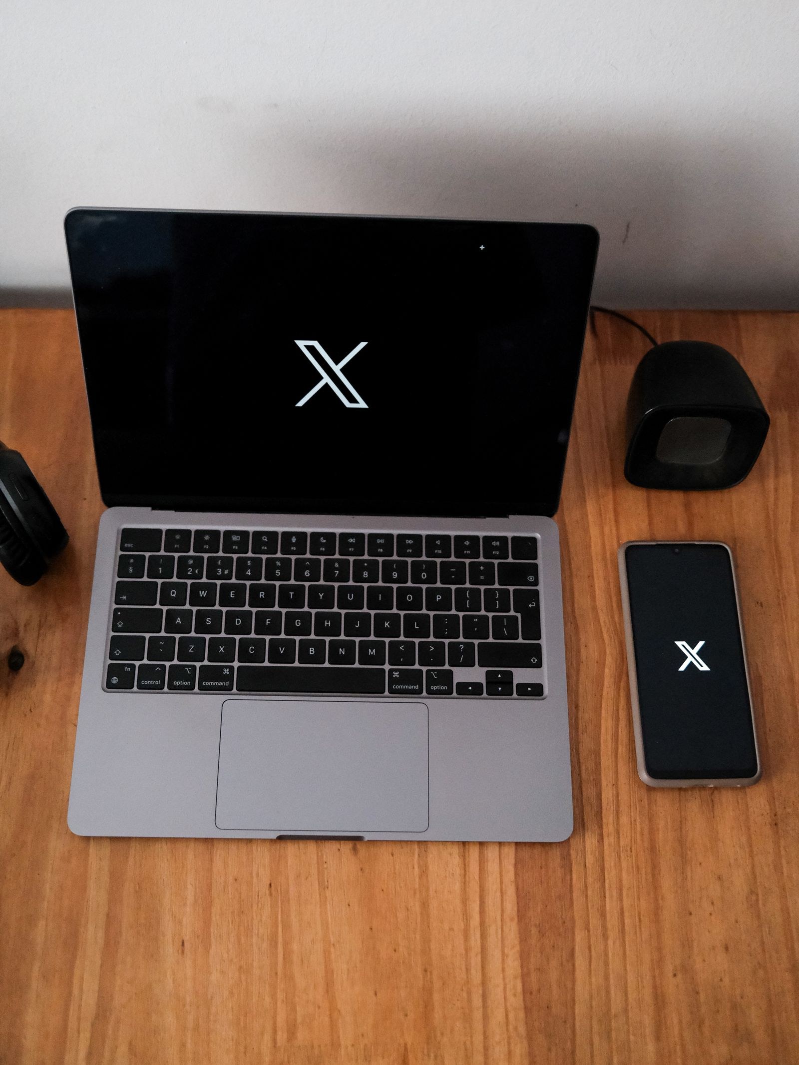 Creator workspace with phone and camera setup